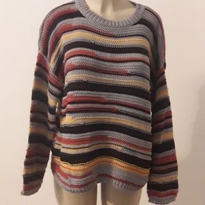 Knit Multicolored Striped Sweater Acrylic